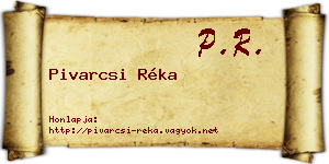 Pivarcsi Réka névjegykártya